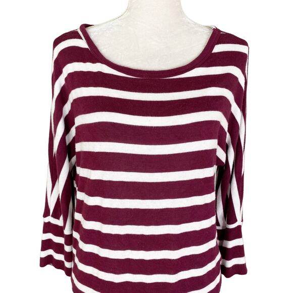 Mix by 41Hawthorn Sweater Medium Maroon White Stripes Super Soft - Picture 4 of 9